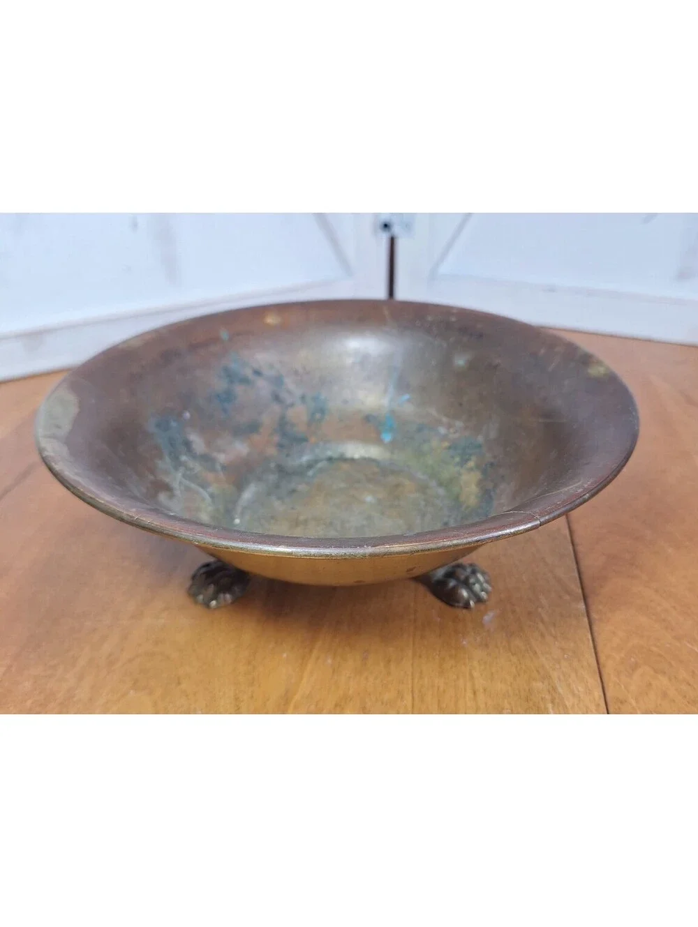 Vintage Brass 3 Footed Bowl With Gargoyle Feet Tarnished/Patina 8